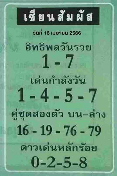 หวยสด เซียนสัมผัส 16/4/66