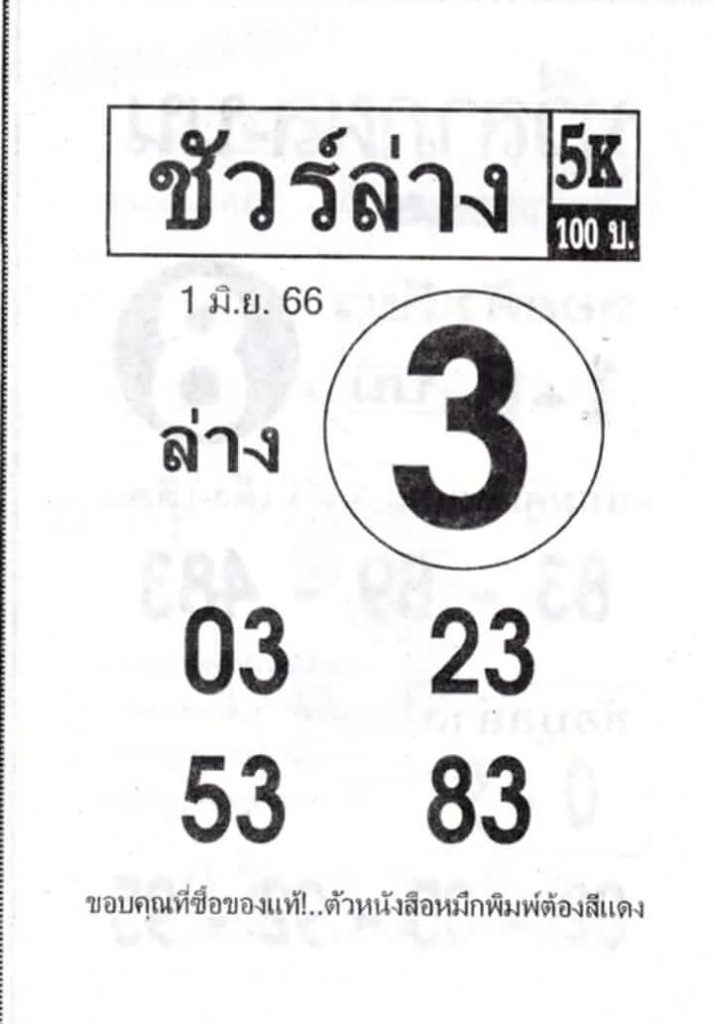หวยเด็ดชัวร์ล่าง 1/6/66