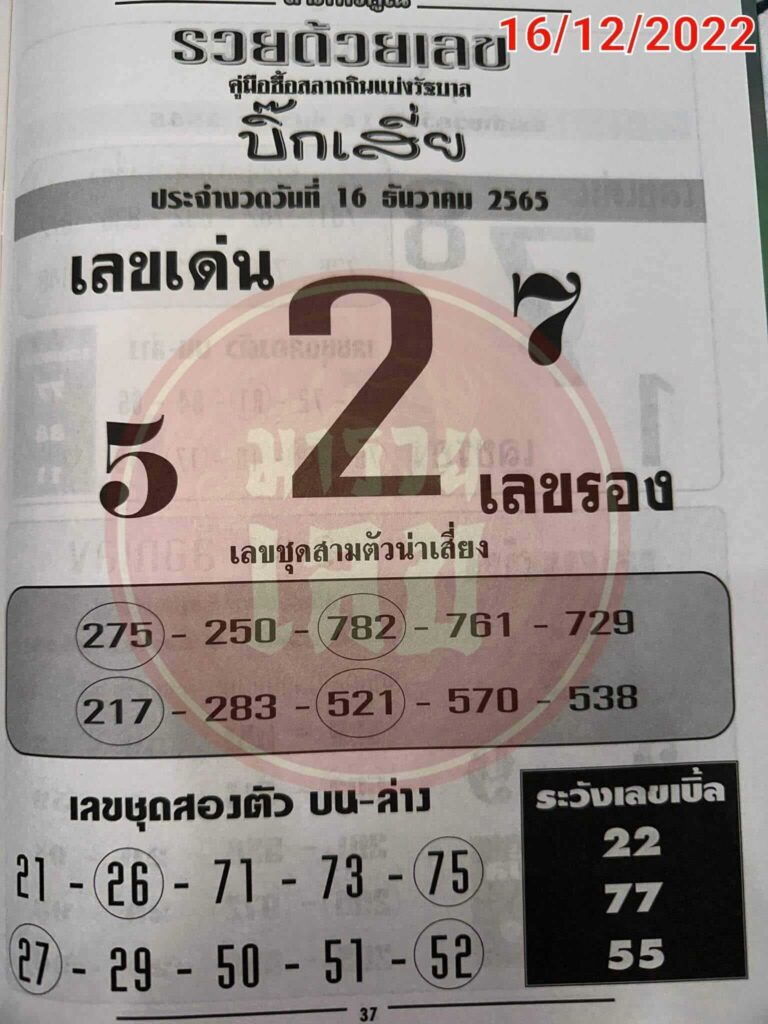 เลขเด็ดบิ๊กเสี่ย 1-6-66