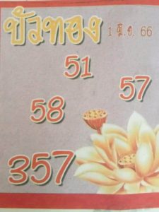 ทีเด็ดหวยบัวทอง 1-7-66