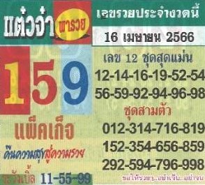 ทีเด็ดหวยหวยแต๋วจ๋า 1-7-66