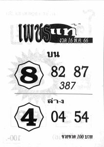 ทีเด็ดหวยเพชรแท้ 1-7-66