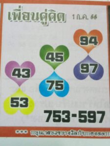 ทีเด็ดหวยเพื่อนคู่คิด 1-7-66