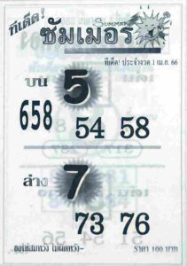 หวยดังเลขซัมเมอร์ 16-6-66