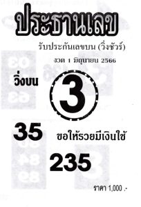 หวยดังเลขประธานเลข 16-6-66