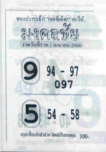 หวยดังเลขมงคลชัย 16-6-66