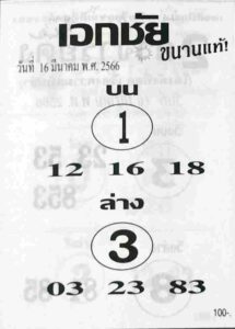 เลขเด็ดหวยเอกชัย 16-6-66