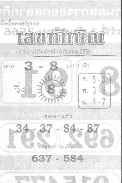 หวยไทย เลขทักษิณ 1/10/66

