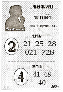 หวยไทย เลขนายดำ 1/10/66