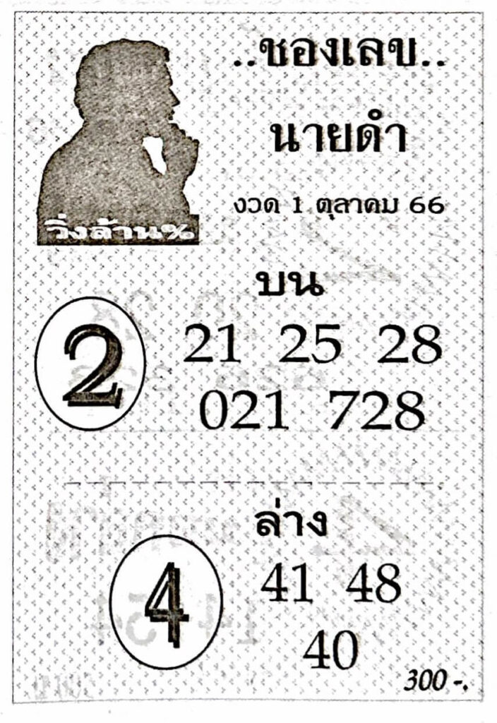 หวยไทย เลขนายดำ 1/10/66 
