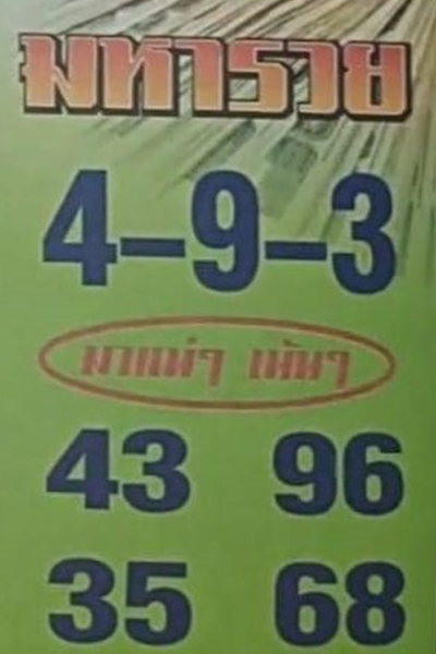 หวยไทย มหารวย 16/10/66

