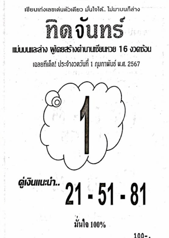 หวยไทย ทิดจันทร์ 1/2/67